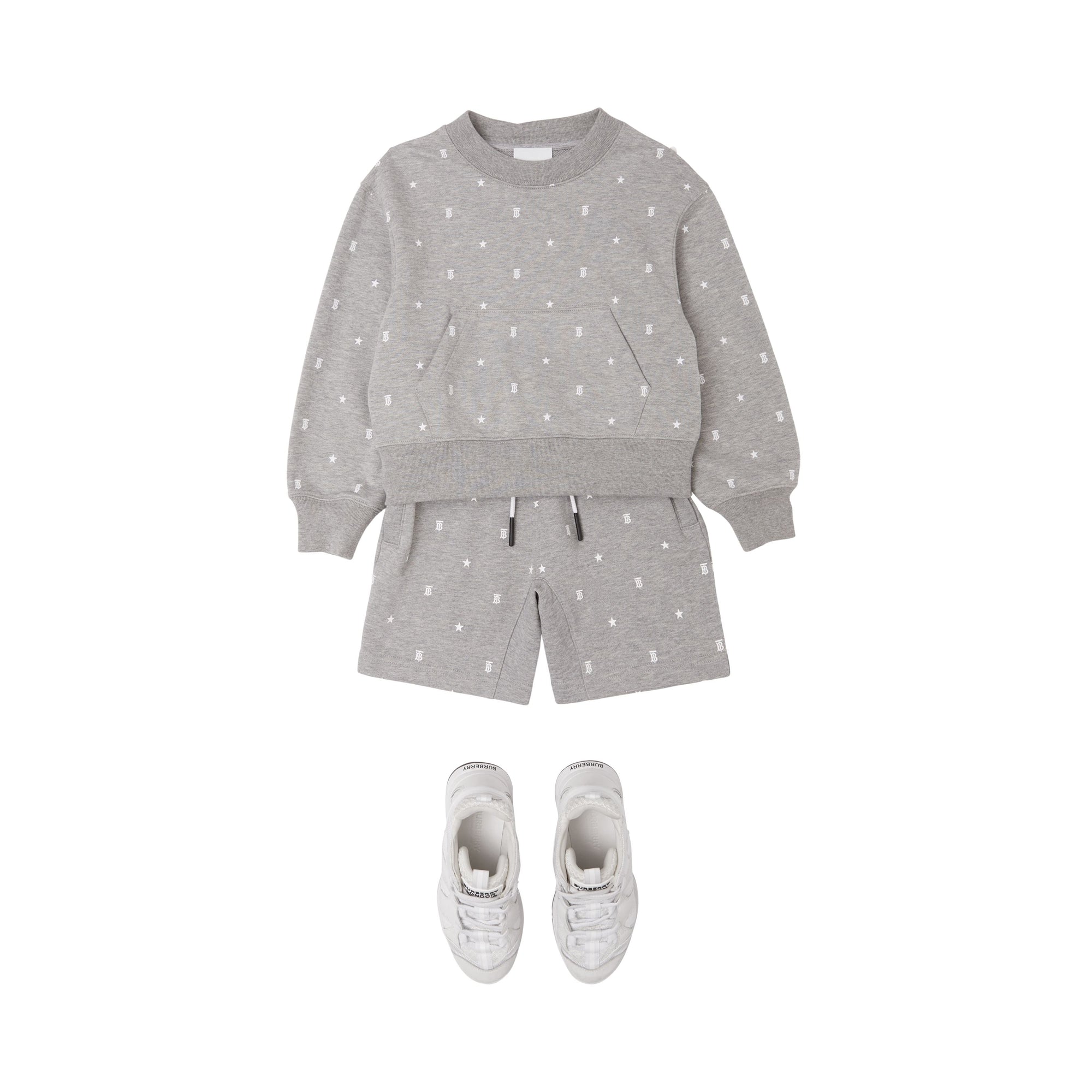Short à cordon de serrage en coton à motifs étoilé - Grey