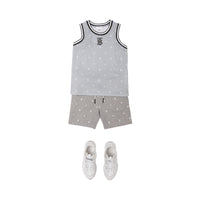 Short à cordon de serrage en coton à motifs étoilé - Grey