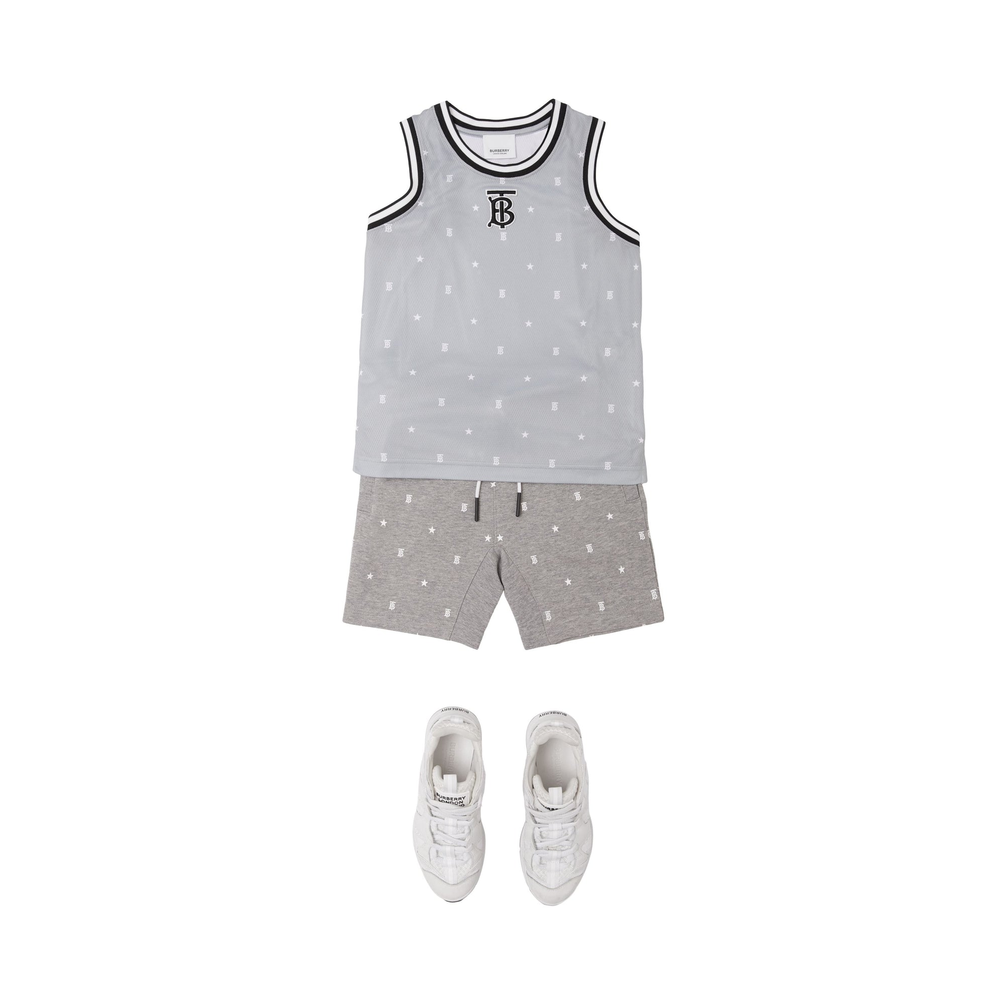 Short à cordon de serrage en coton à motifs étoilé - Grey