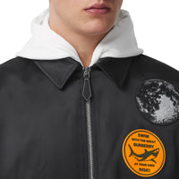 Blouson aviateur en satinette à appliqué Montage - Black