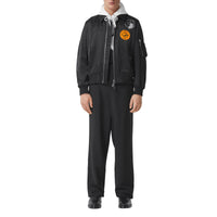 Blouson aviateur en satinette à appliqué Montage - Black