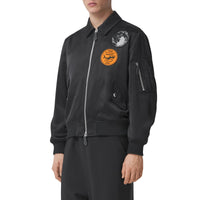 Blouson aviateur en satinette à appliqué Montage - Black