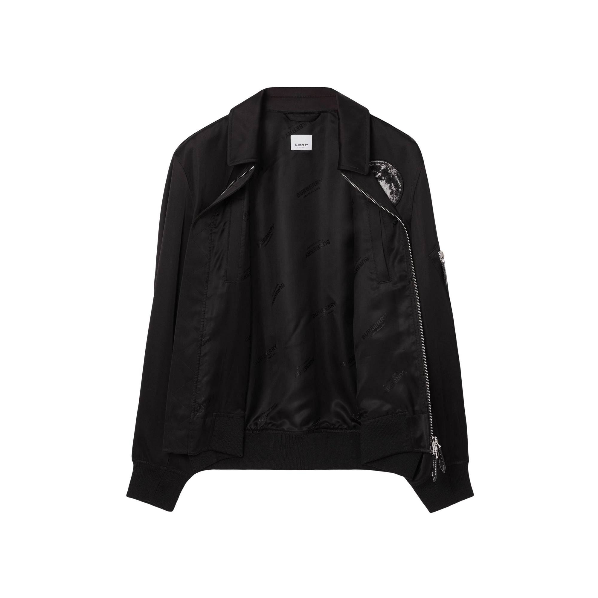Blouson aviateur en satinette à appliqué Montage - Black