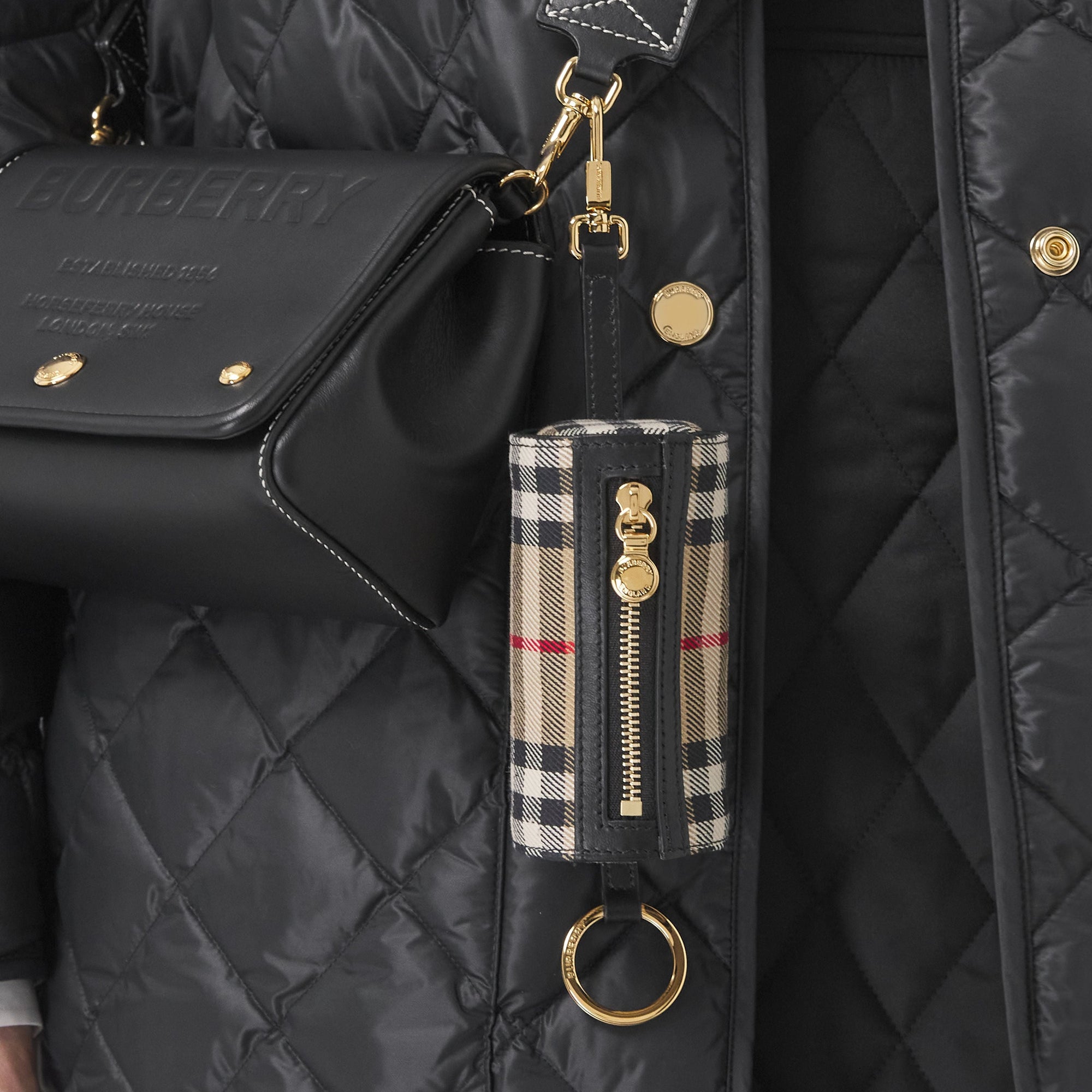 Porte-clés The Barrel en coton Vintage Check - Archive Beige