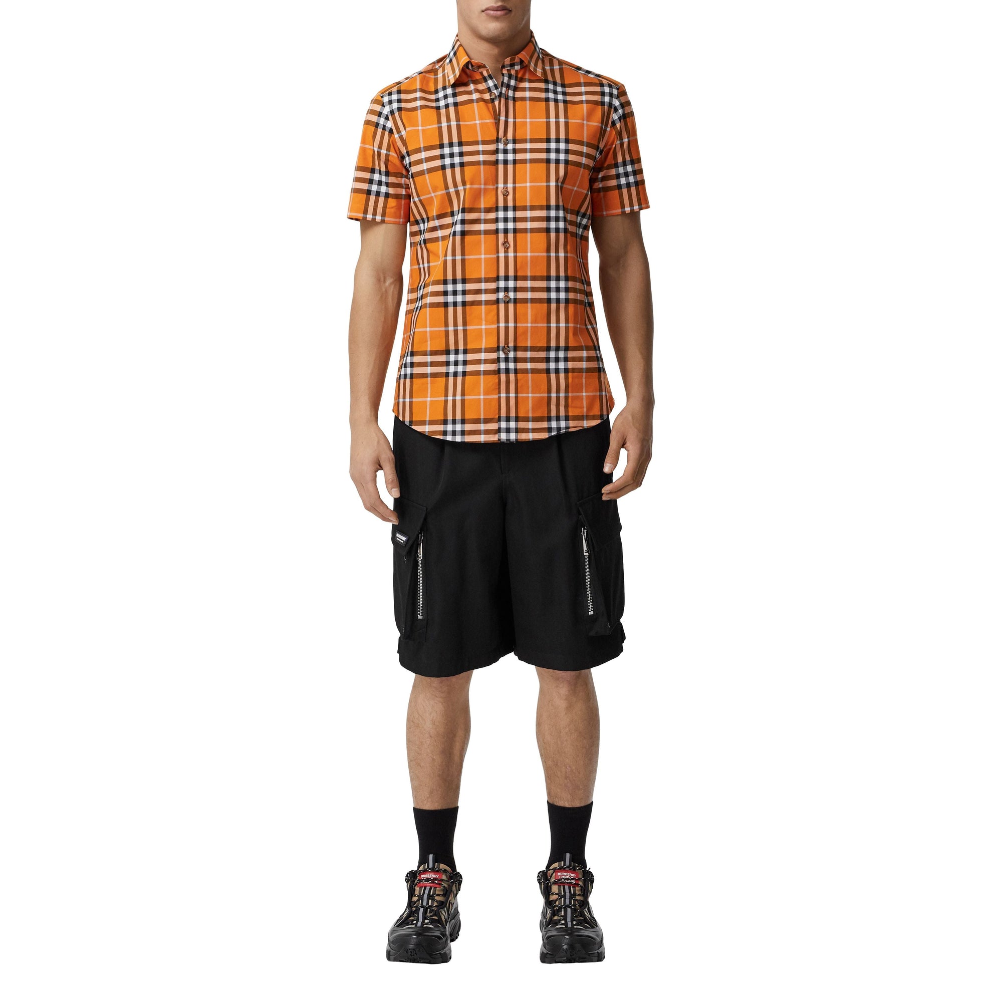 Chemise à manches courtes à motif check - Deep Orange