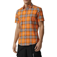 Chemise à manches courtes à motif check - Deep Orange