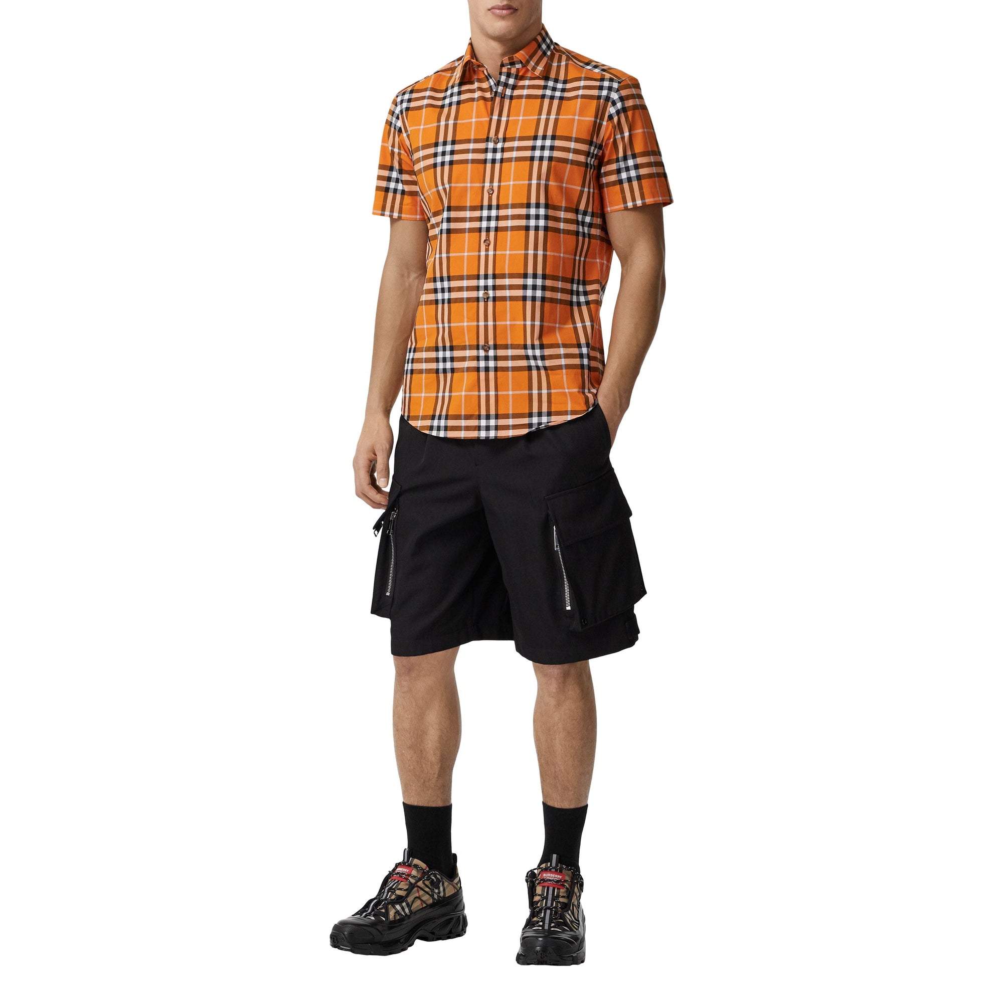 Chemise à manches courtes à motif check - Deep Orange