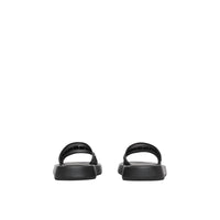 Mules plates en mesh et cuir à logo brodé - Black