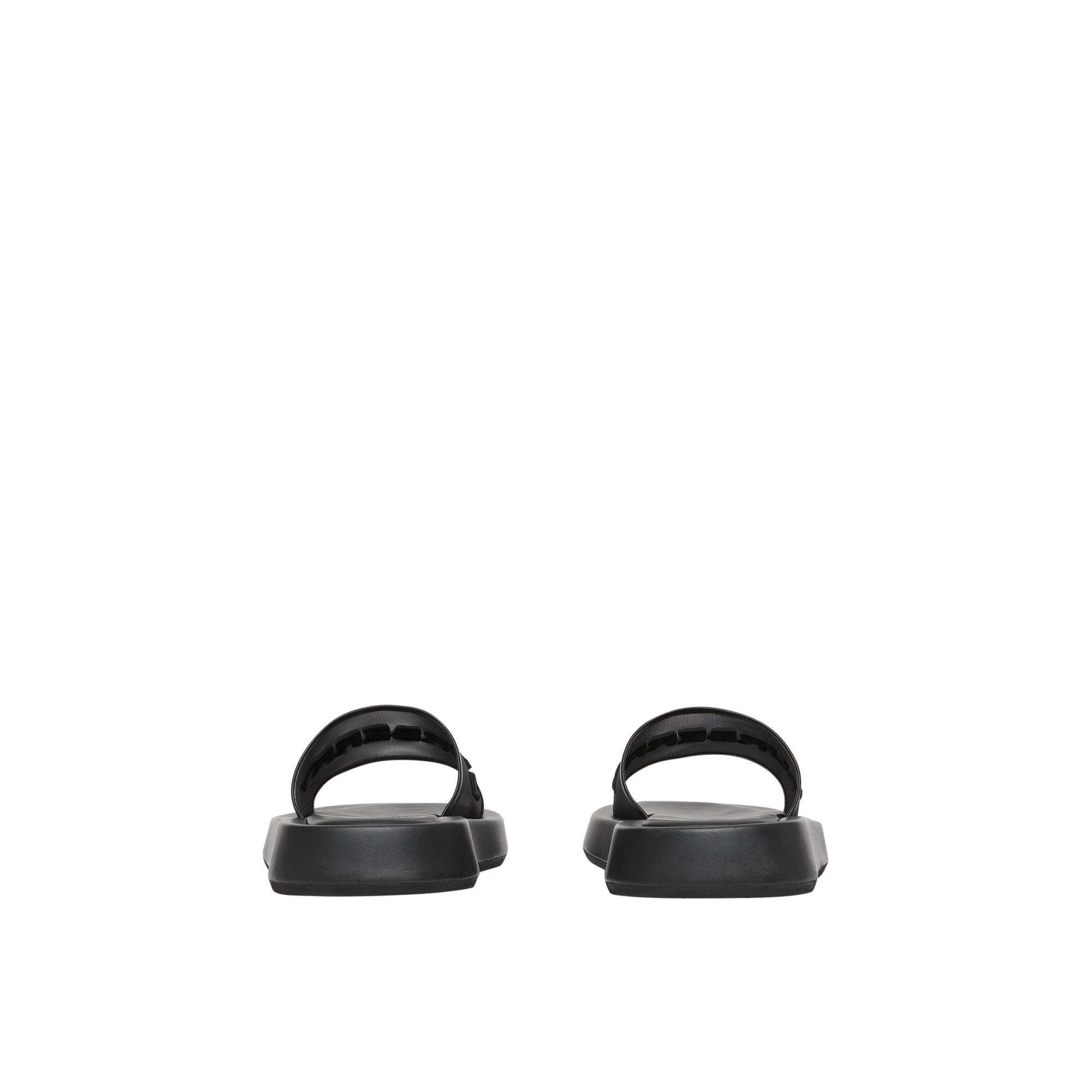 Mules plates en mesh et cuir à logo brodé - Black