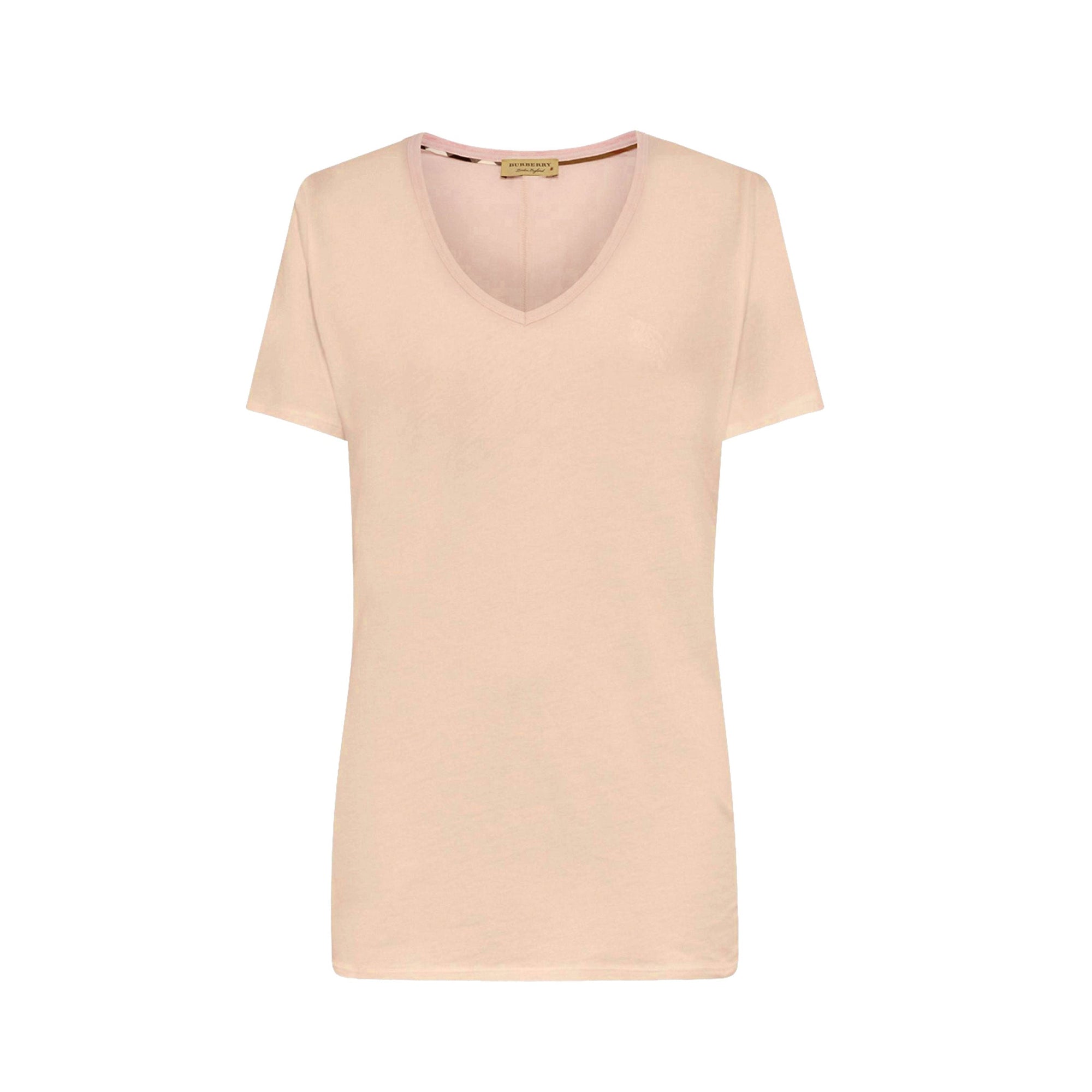 T-shirt en v en jersey de coton - City Pink