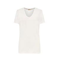 T-shirt en v en jersey de coton - White