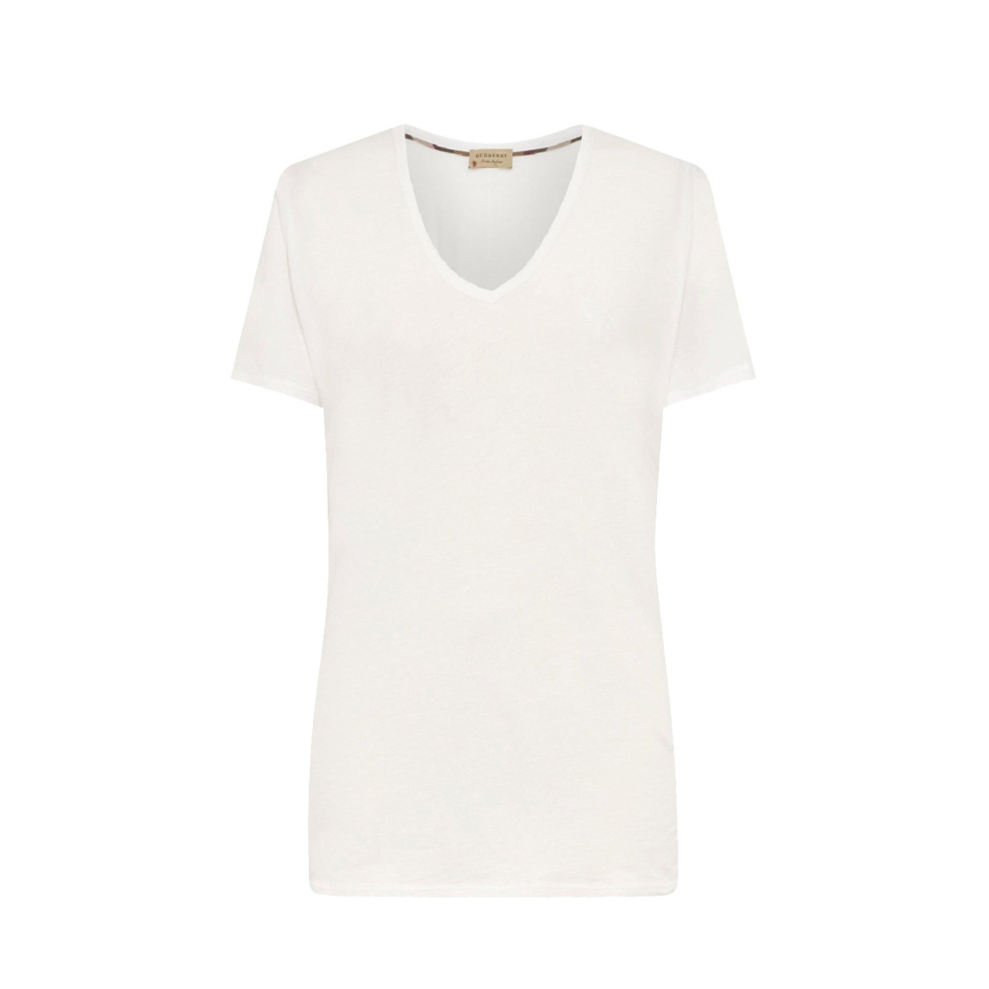 T-shirt en v en jersey de coton - White