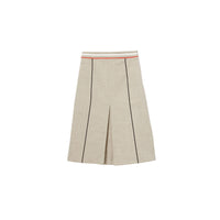 Jupe trapèze en laine mélangée à plis ronds - Ecru Check