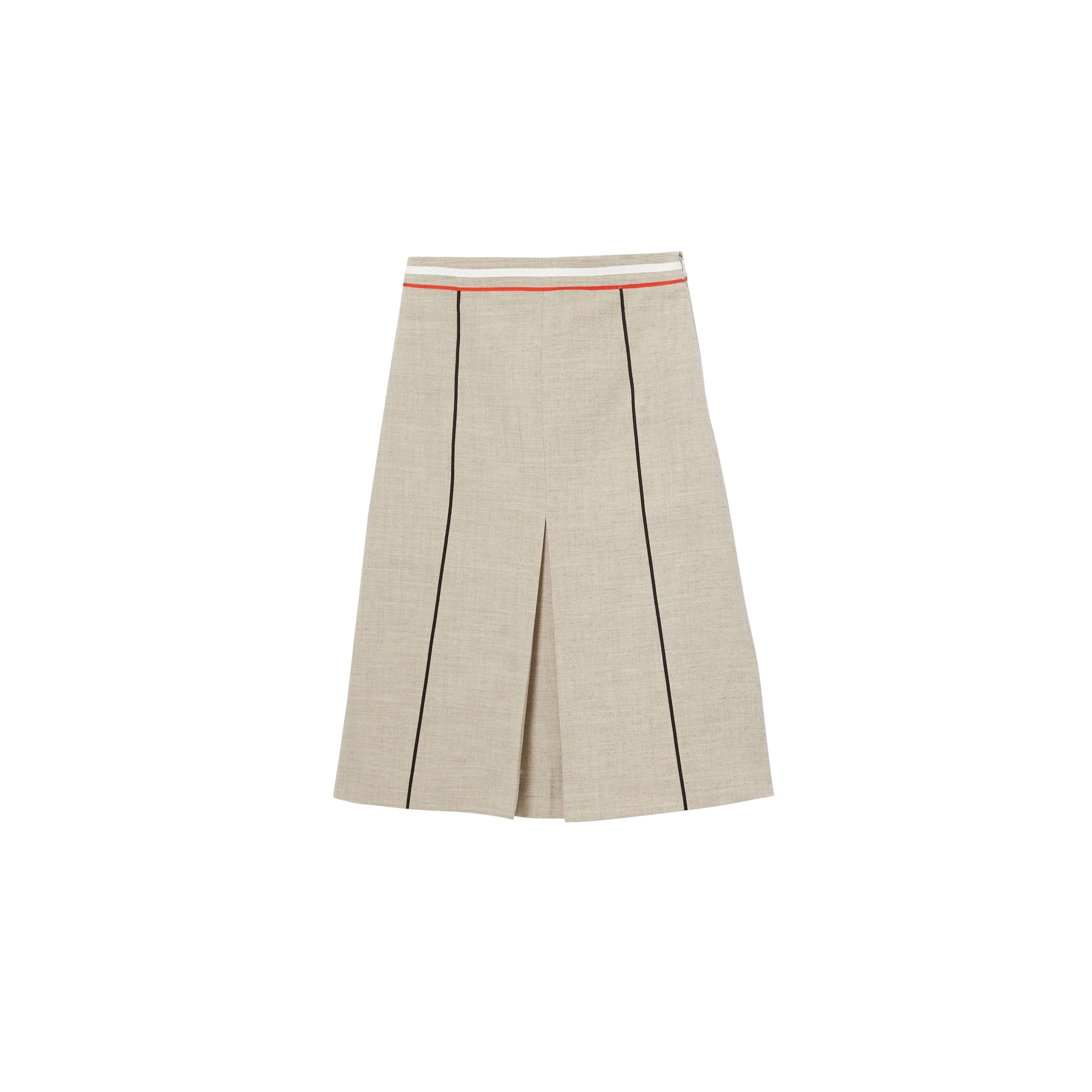 Jupe trapèze en laine mélangée à plis ronds - Ecru Check