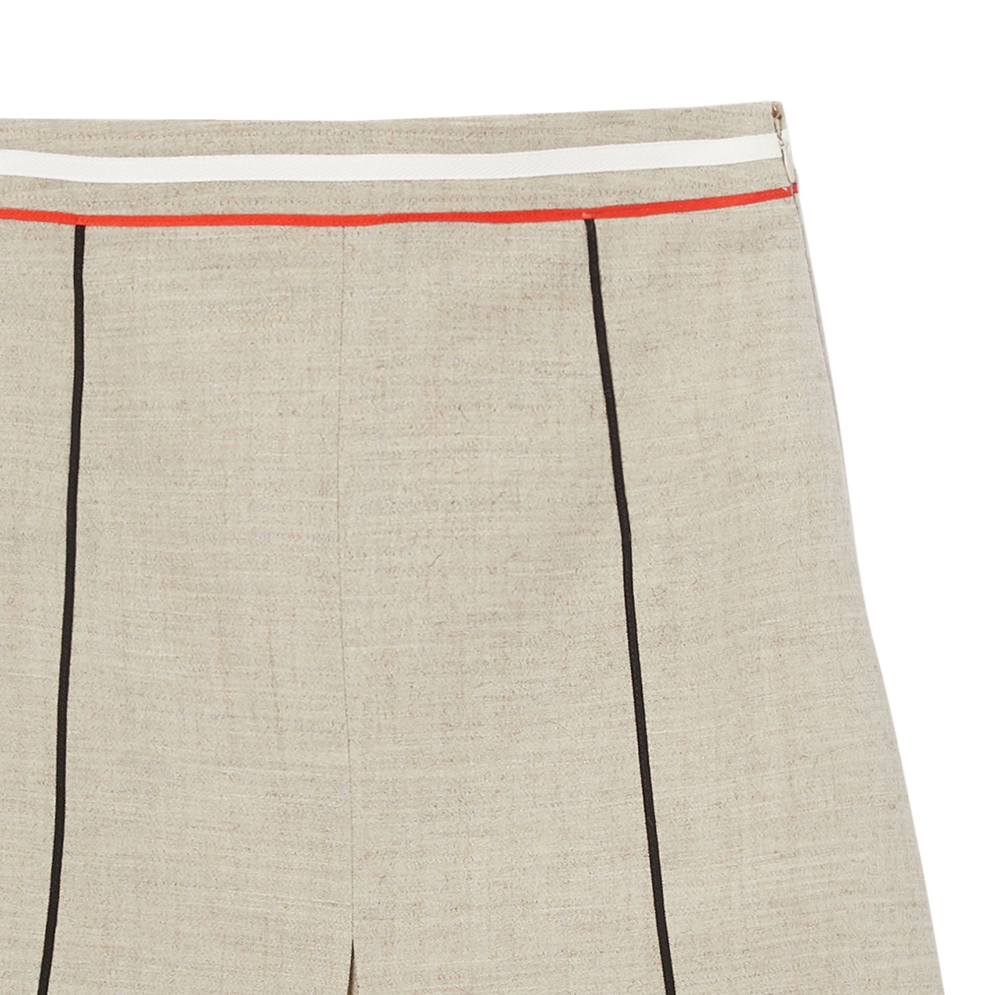 Jupe trapèze en laine mélangée à plis ronds - Ecru Check