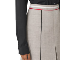 Jupe trapèze en laine mélangée à plis ronds - Ecru Check