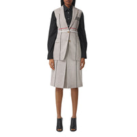 Jupe trapèze en laine mélangée à plis ronds - Ecru Check