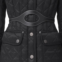 Ceinture en cuir surpiqué avec découpes - Black