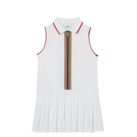 Robe polo zippée en coton avec rayures iconiques - White