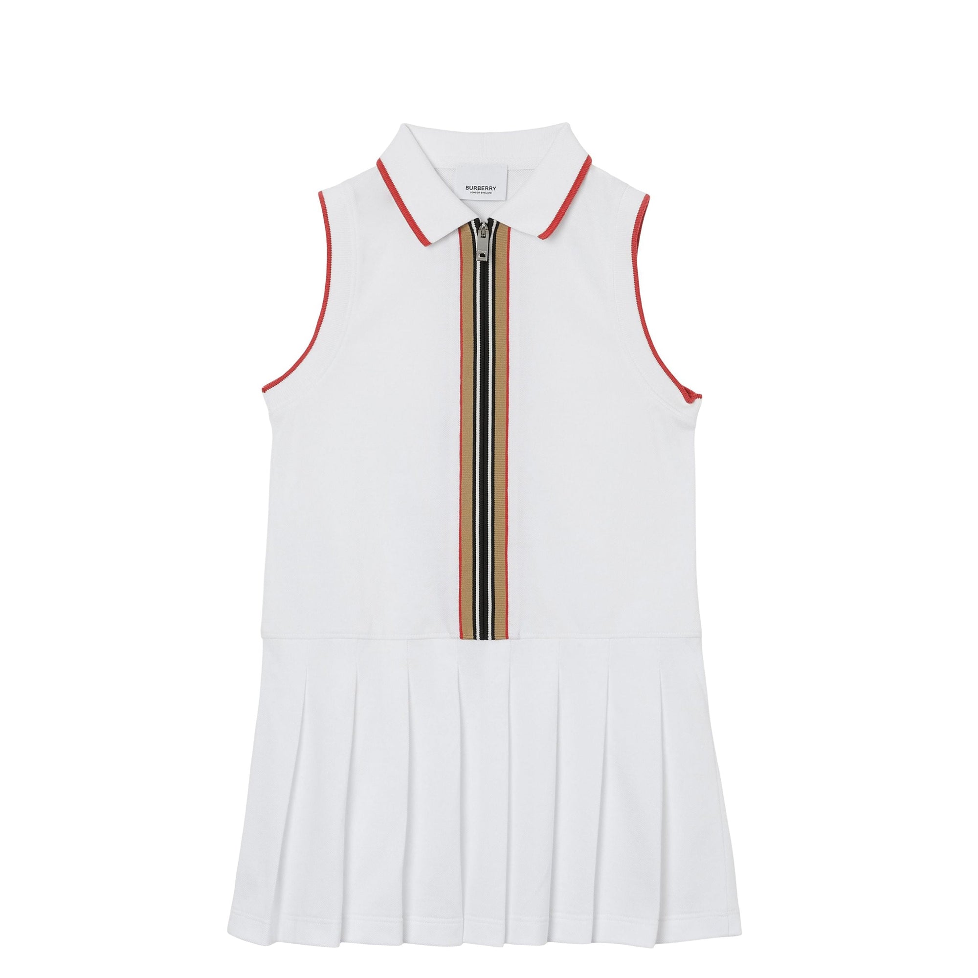 Robe polo zippée en coton avec rayures iconiques - White