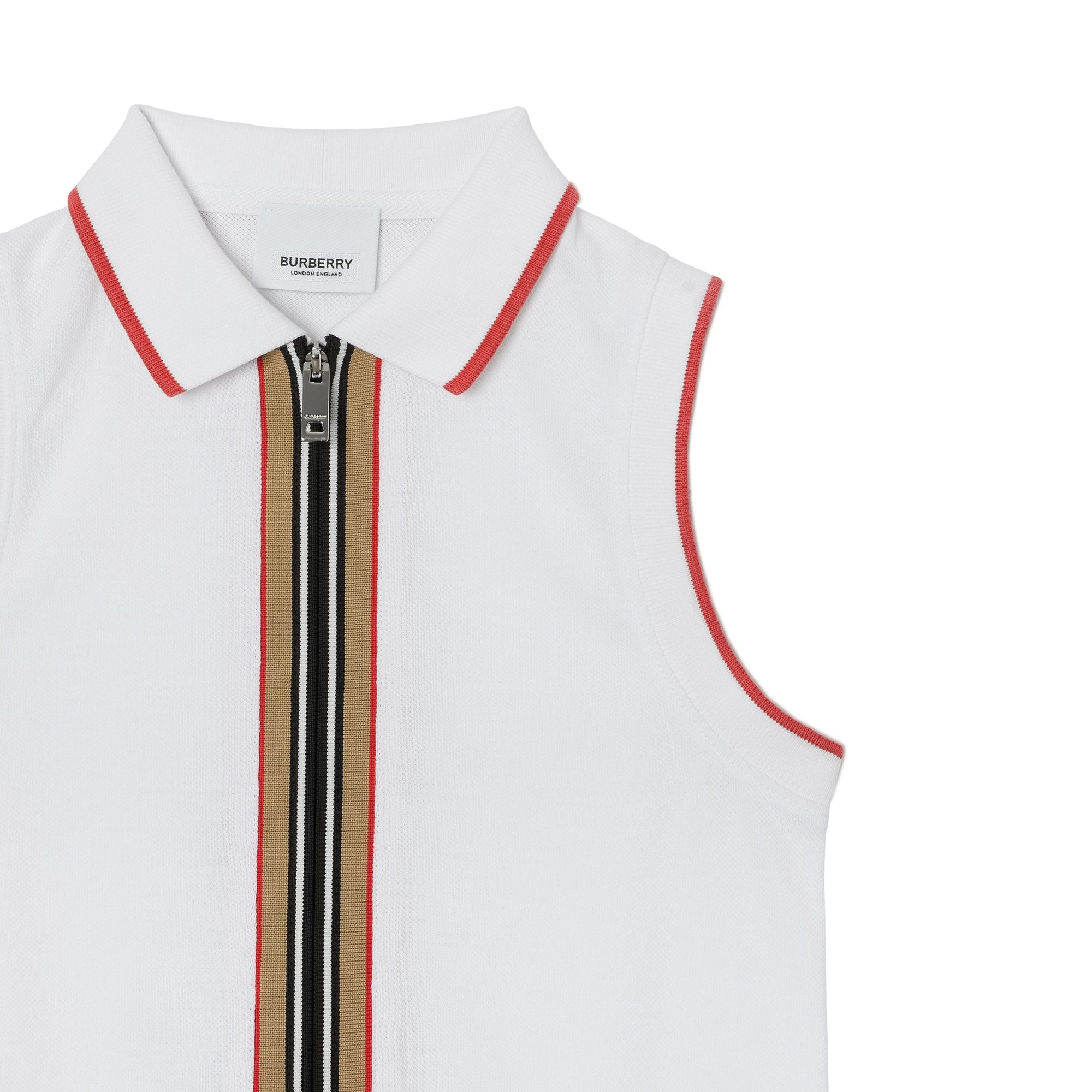 Robe polo zippée en coton avec rayures iconiques - White