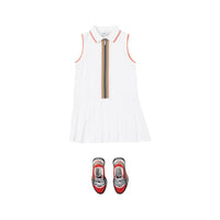 Robe polo zippée en coton avec rayures iconiques - White