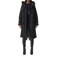 Parka matelassée en ramie et coton avec capuche amovible - Black