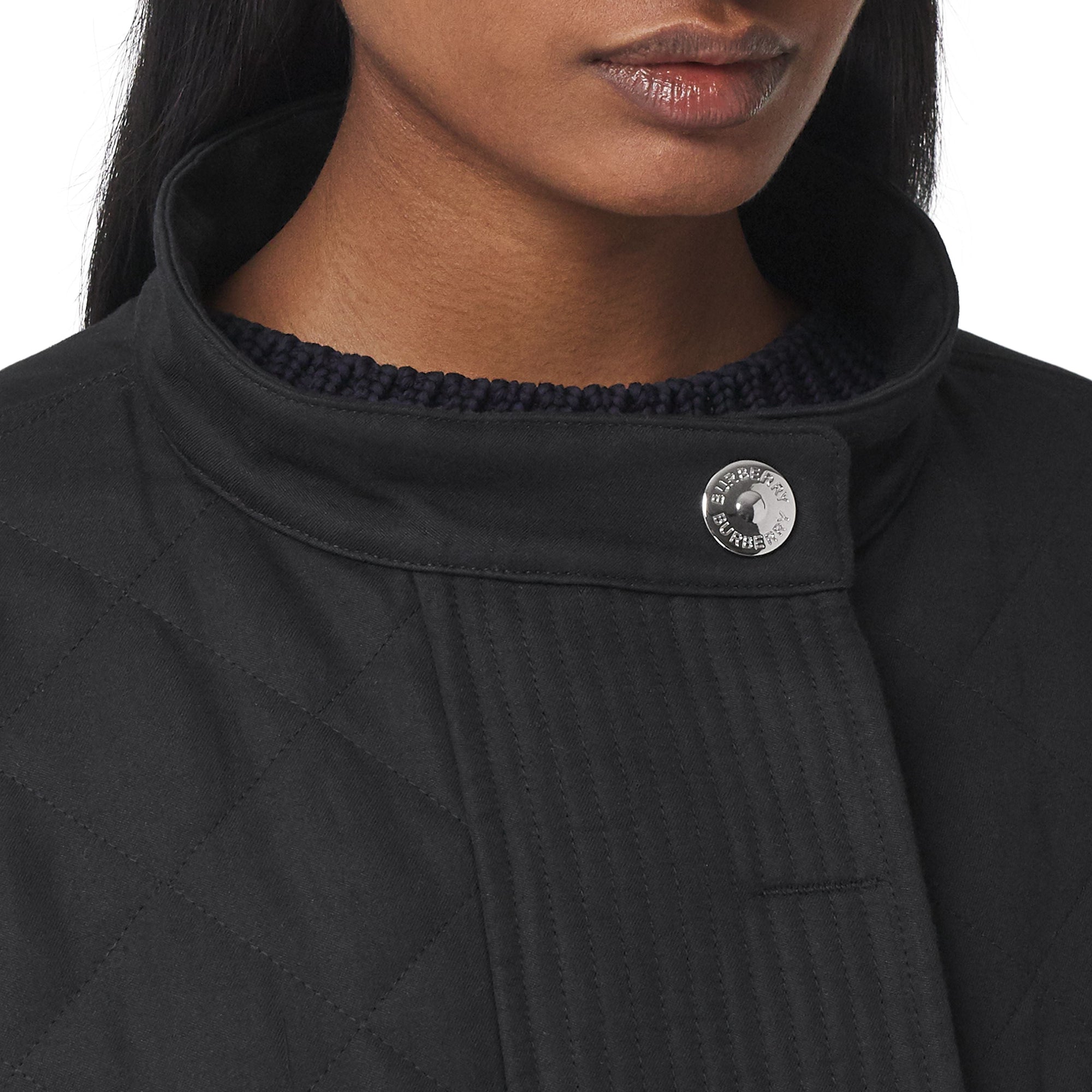 Parka matelassée en ramie et coton avec capuche amovible - Black