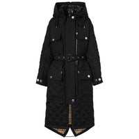 Parka matelassée en ramie et coton avec capuche amovible - Black
