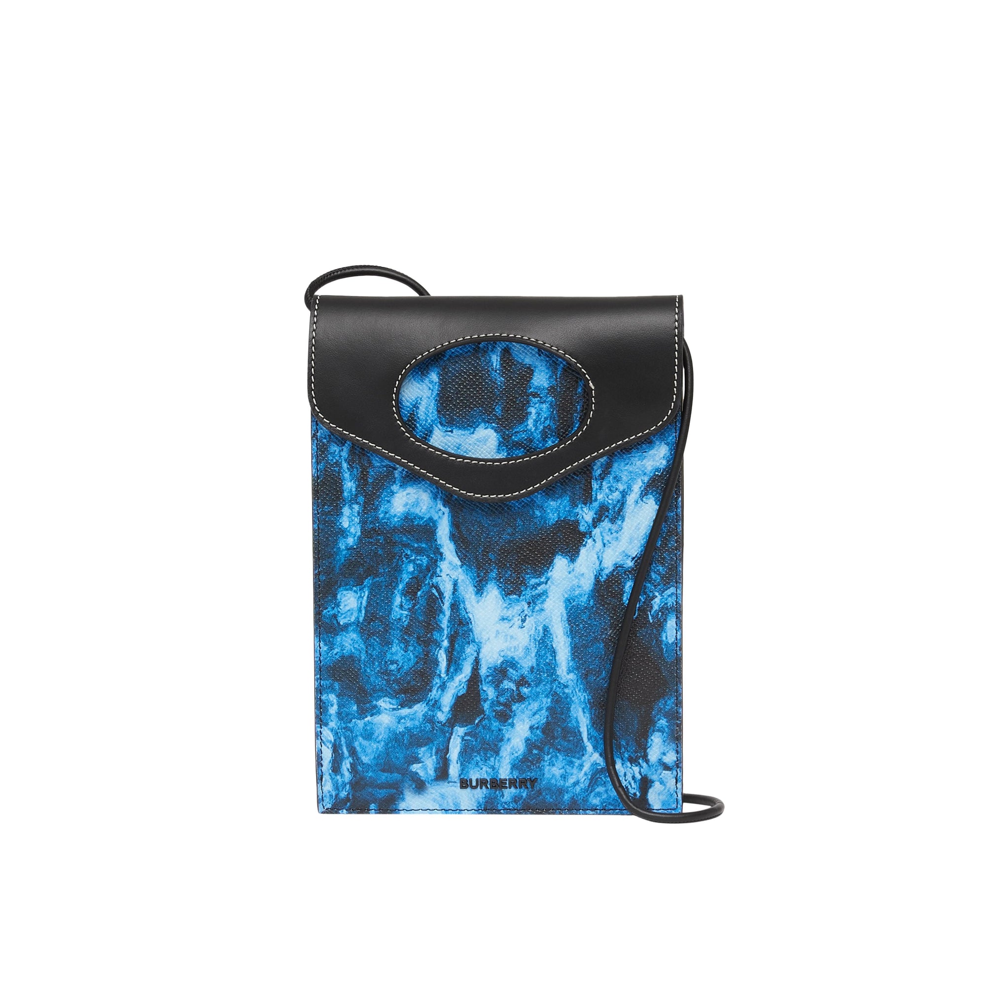 Étui pour téléphone Pocket en cuir à imprimé vaguelette - Midnight Navy