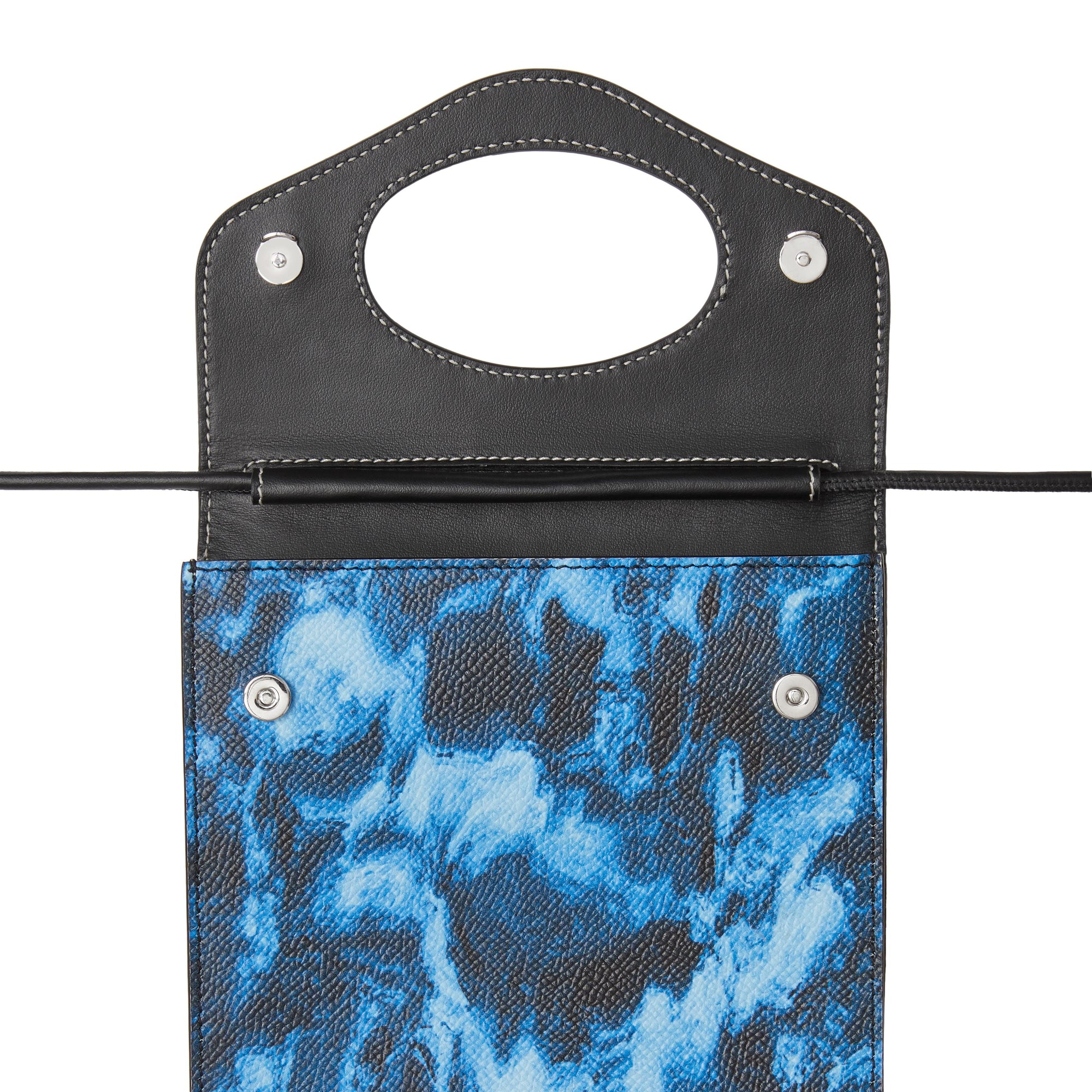 Étui pour téléphone Pocket en cuir à imprimé vaguelette - Midnight Navy