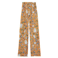 Pantalon ample en soie à illustration marine - Deep Oranget