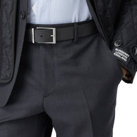 Ceinture réversible en tissu à motif London check - Dark Charcoal & Black