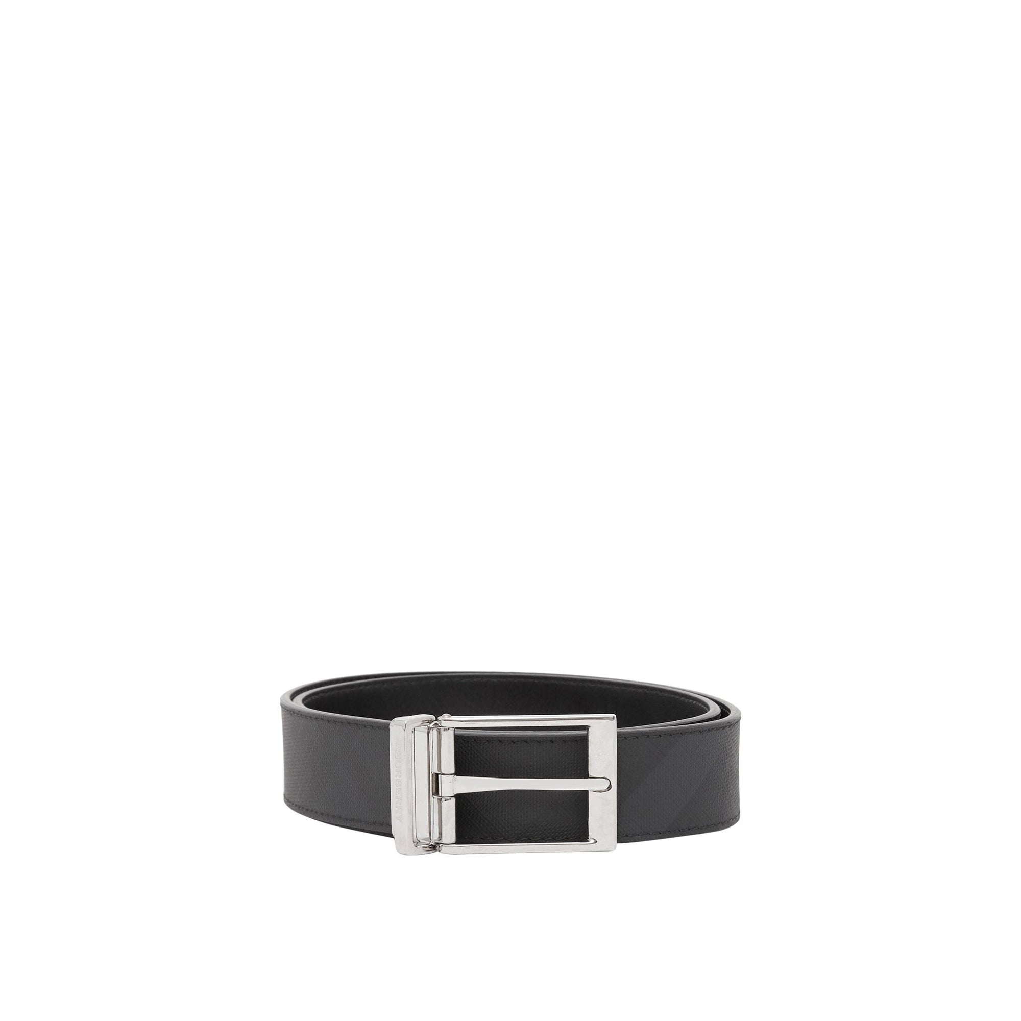Ceinture réversible en tissu à motif London check - Dark Charcoal & Black