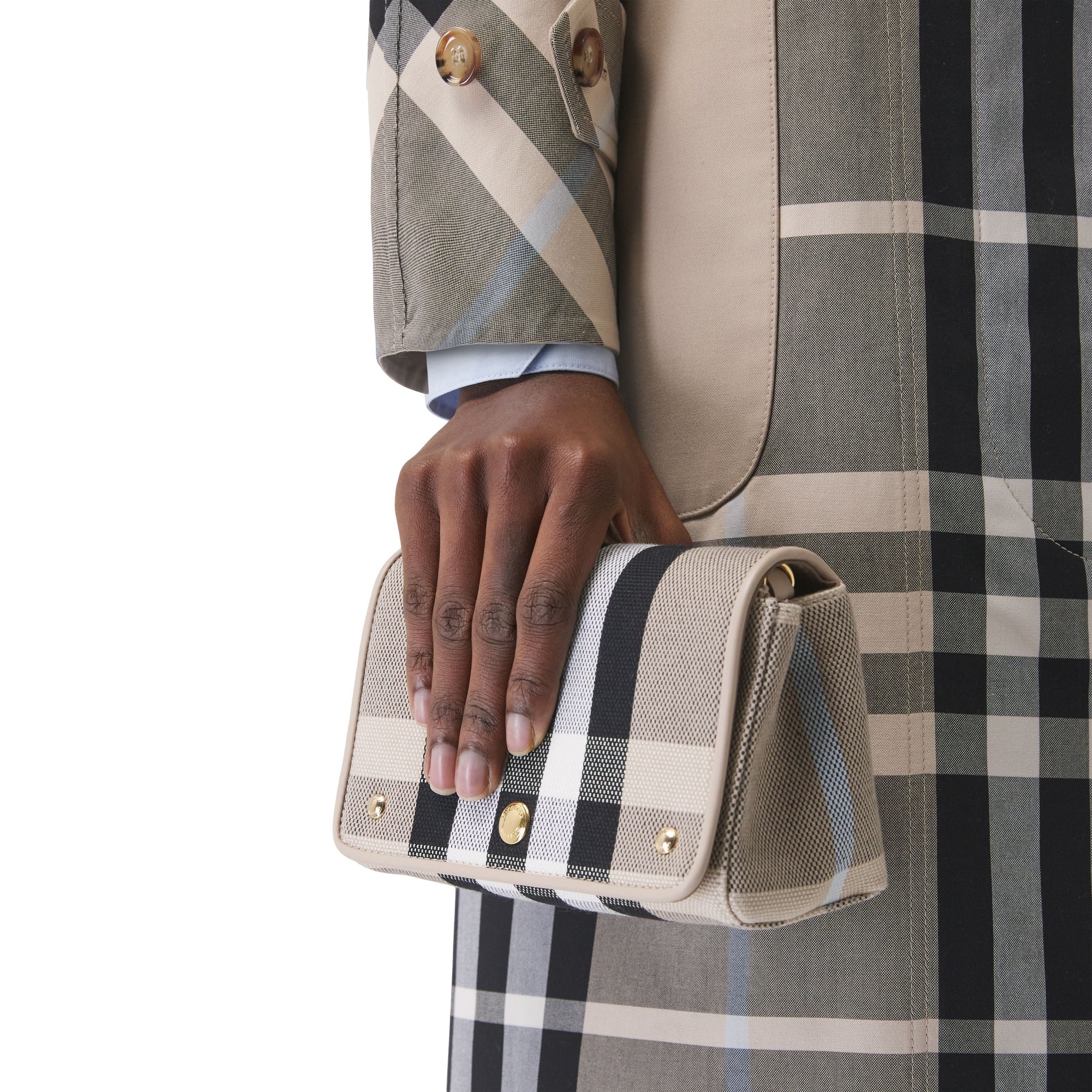 Petit sac à bandoulière en toile Check - Soft Fawn