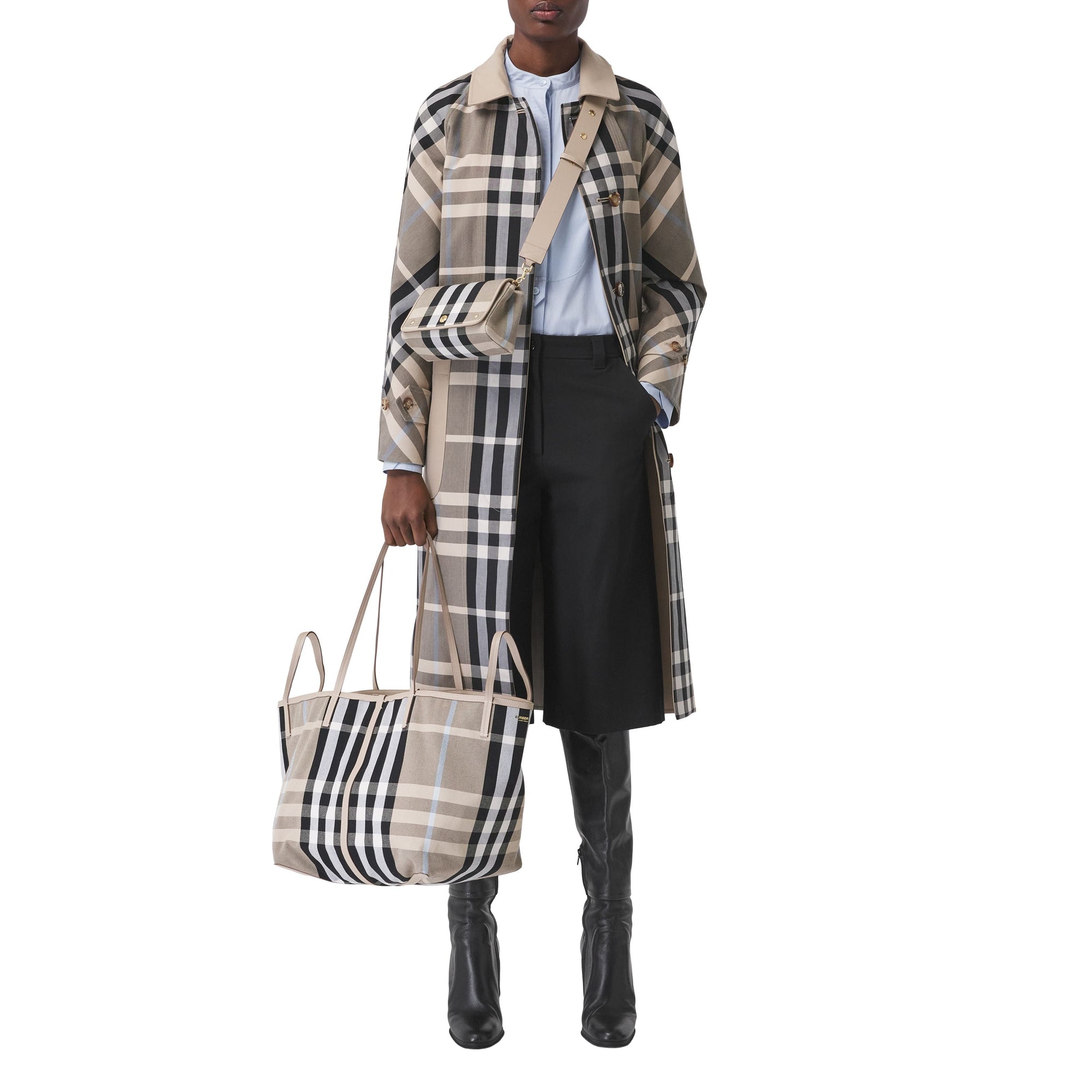 Petit sac à bandoulière en toile Check - Soft Fawn