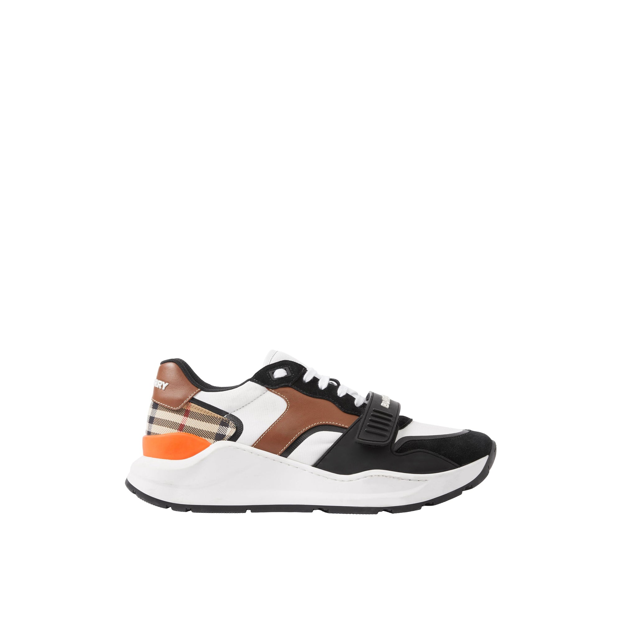 Sneakers à motif Vintage check en cuir - Black & Archive Beige