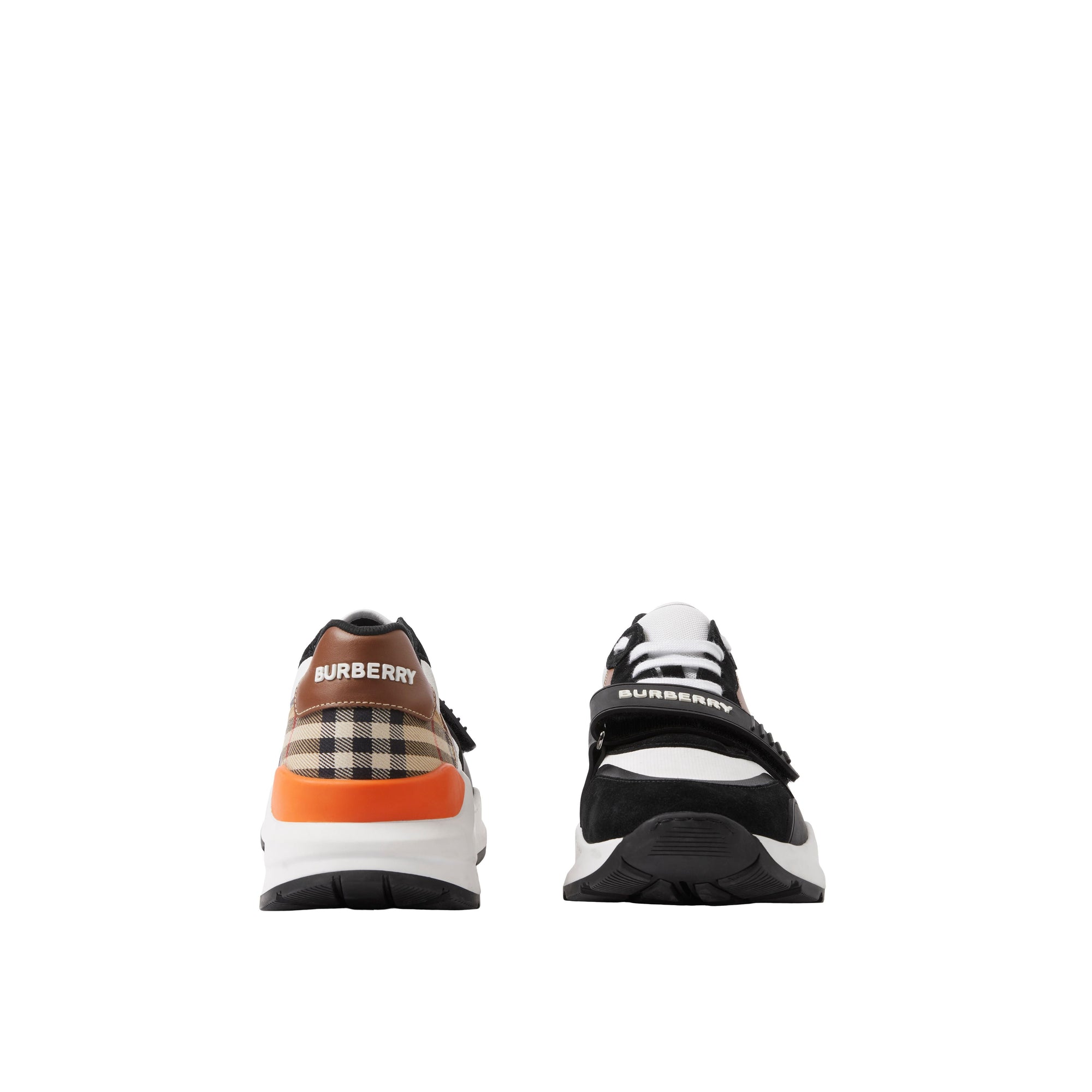 Sneakers à motif Vintage check en cuir - Black & Archive Beige