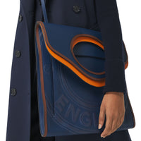 Sac Pocket plat en cuir tricolore à logo - Ink Blue & Black