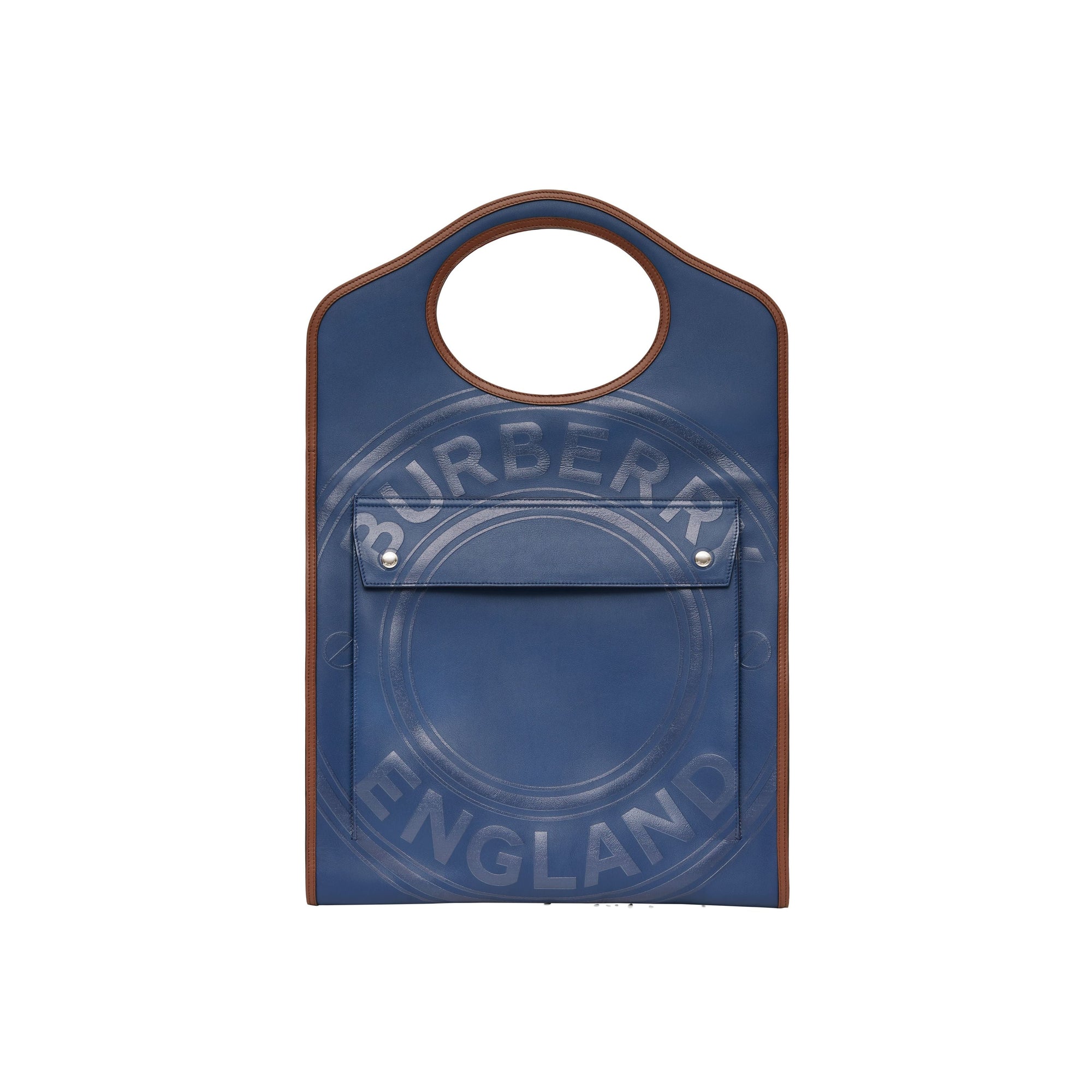 Sac Pocket plat en cuir tricolore à logo - Ink Blue & Black