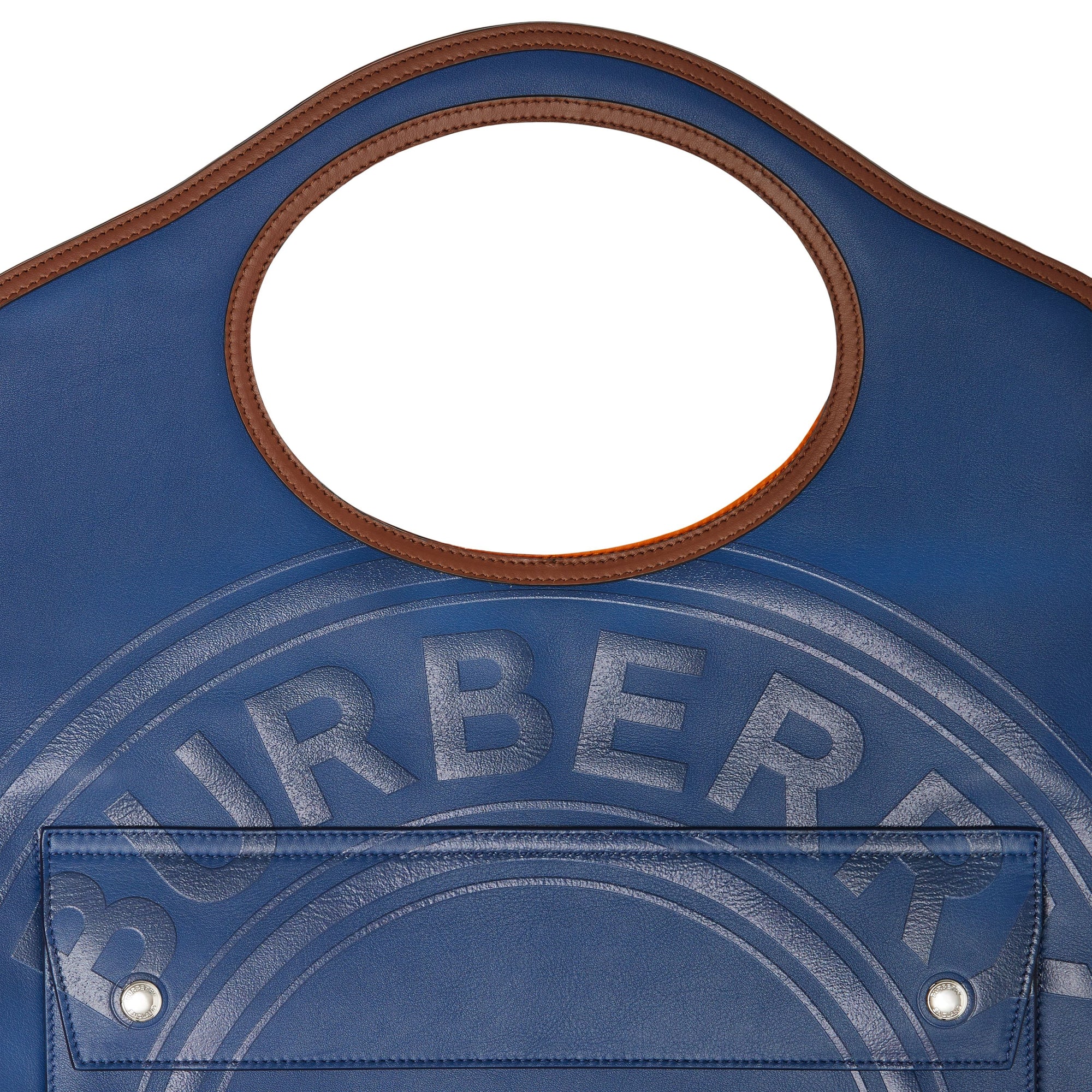 Sac Pocket plat en cuir tricolore à logo - Ink Blue & Black