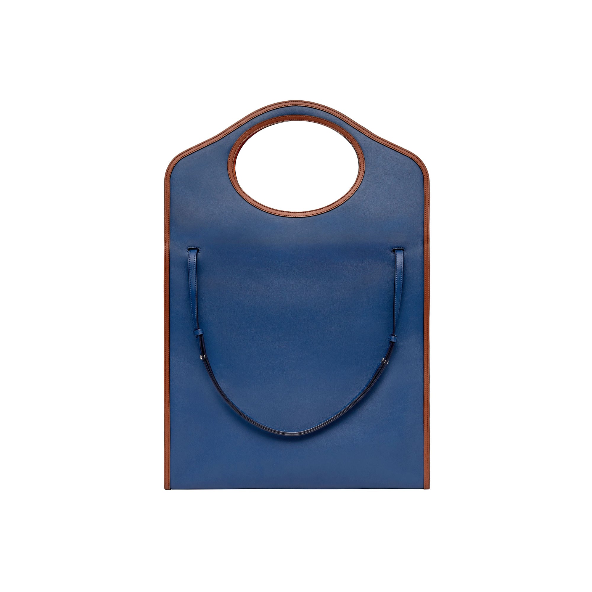 Sac Pocket plat en cuir tricolore à logo - Ink Blue & Black