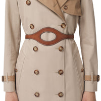 Ceinture en cuir surpiqué avec découpes - Briar Brown