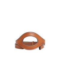 Ceinture en cuir surpiqué avec découpes - Briar Brown