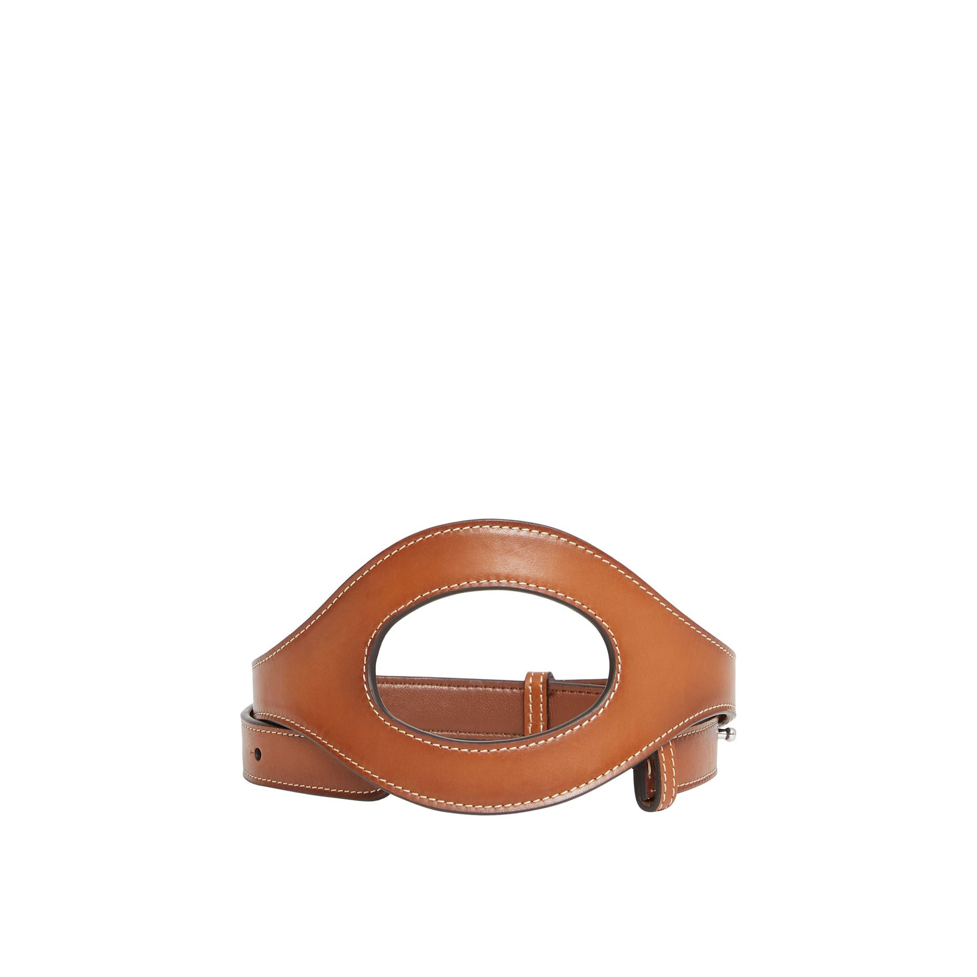 Ceinture en cuir surpiqué avec découpes - Briar Brown