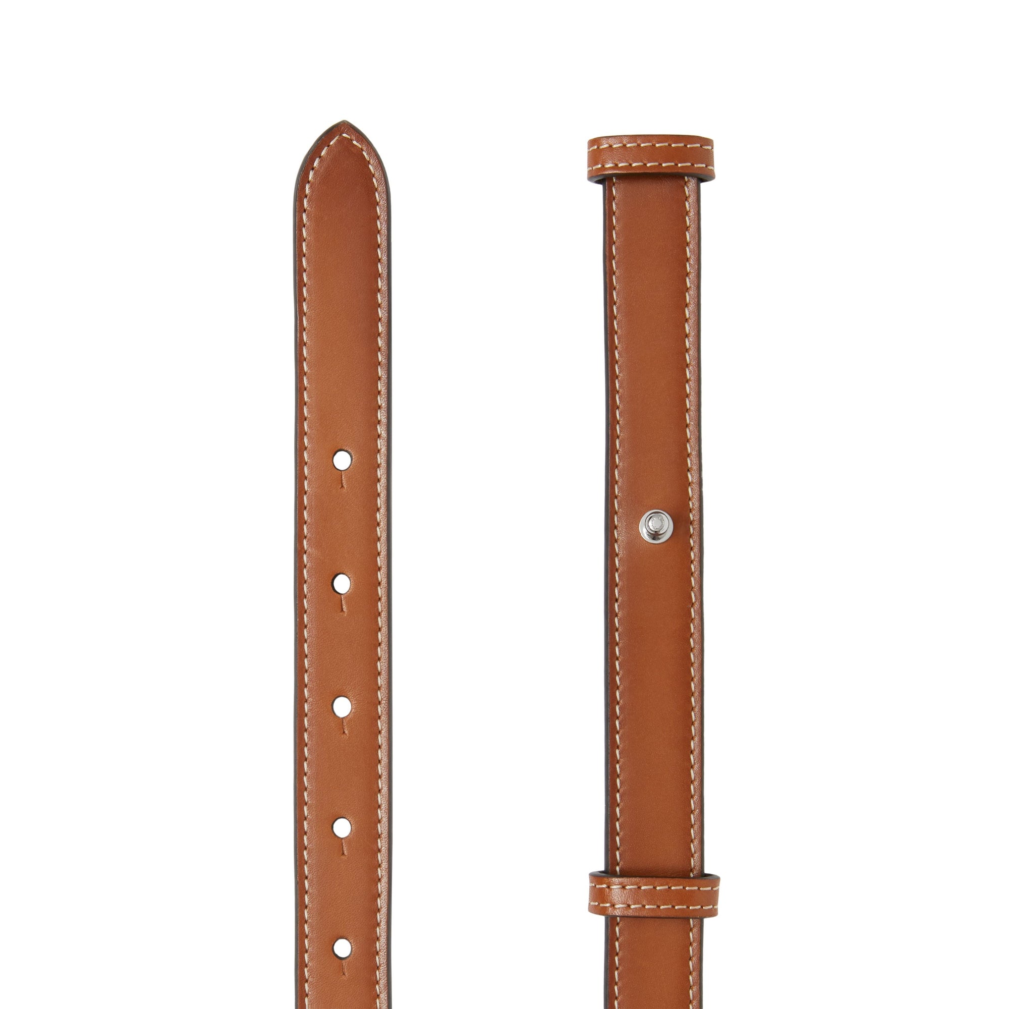 Ceinture en cuir surpiqué avec découpes - Briar Brown