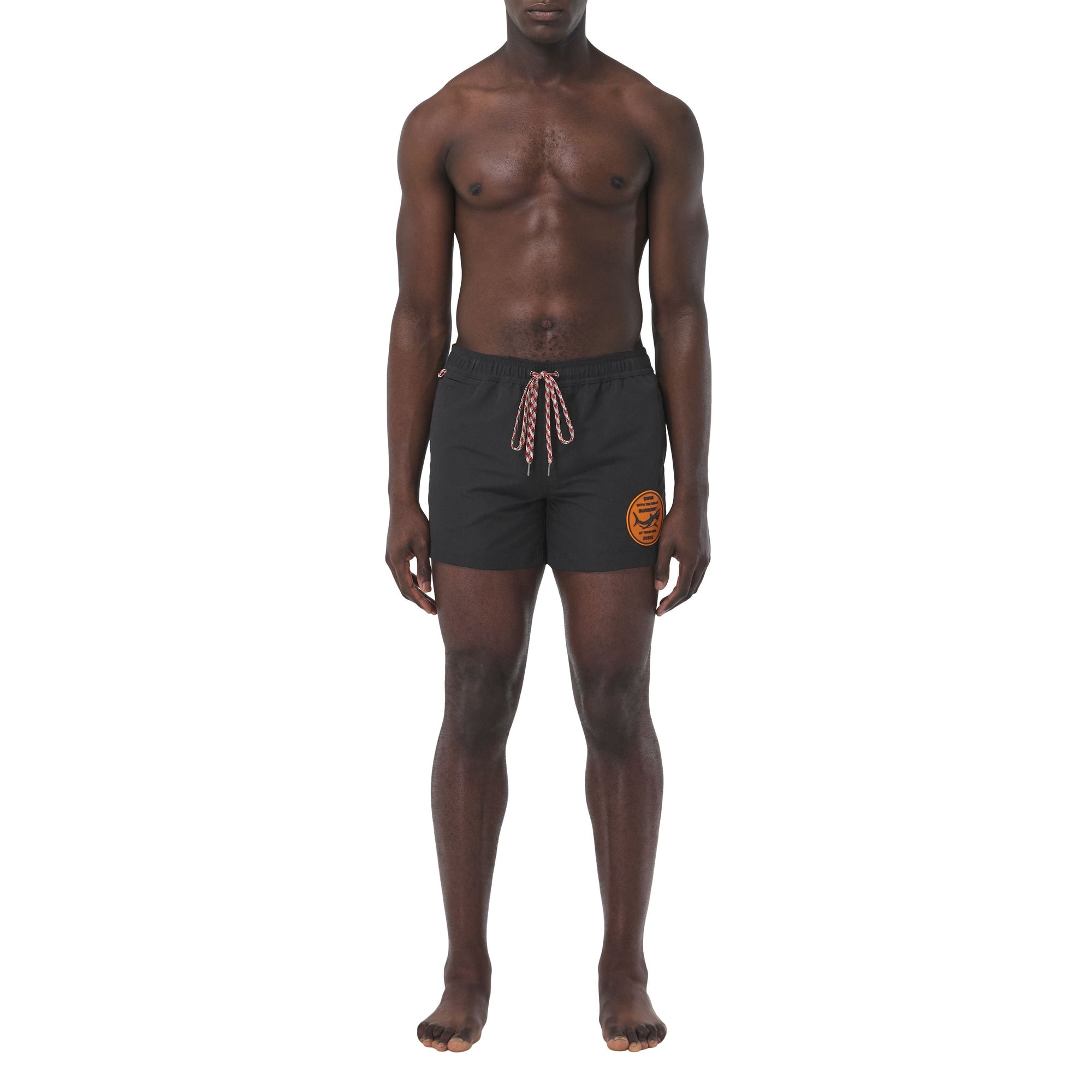 Short de bain à cordon de serrage à motif requin - Black