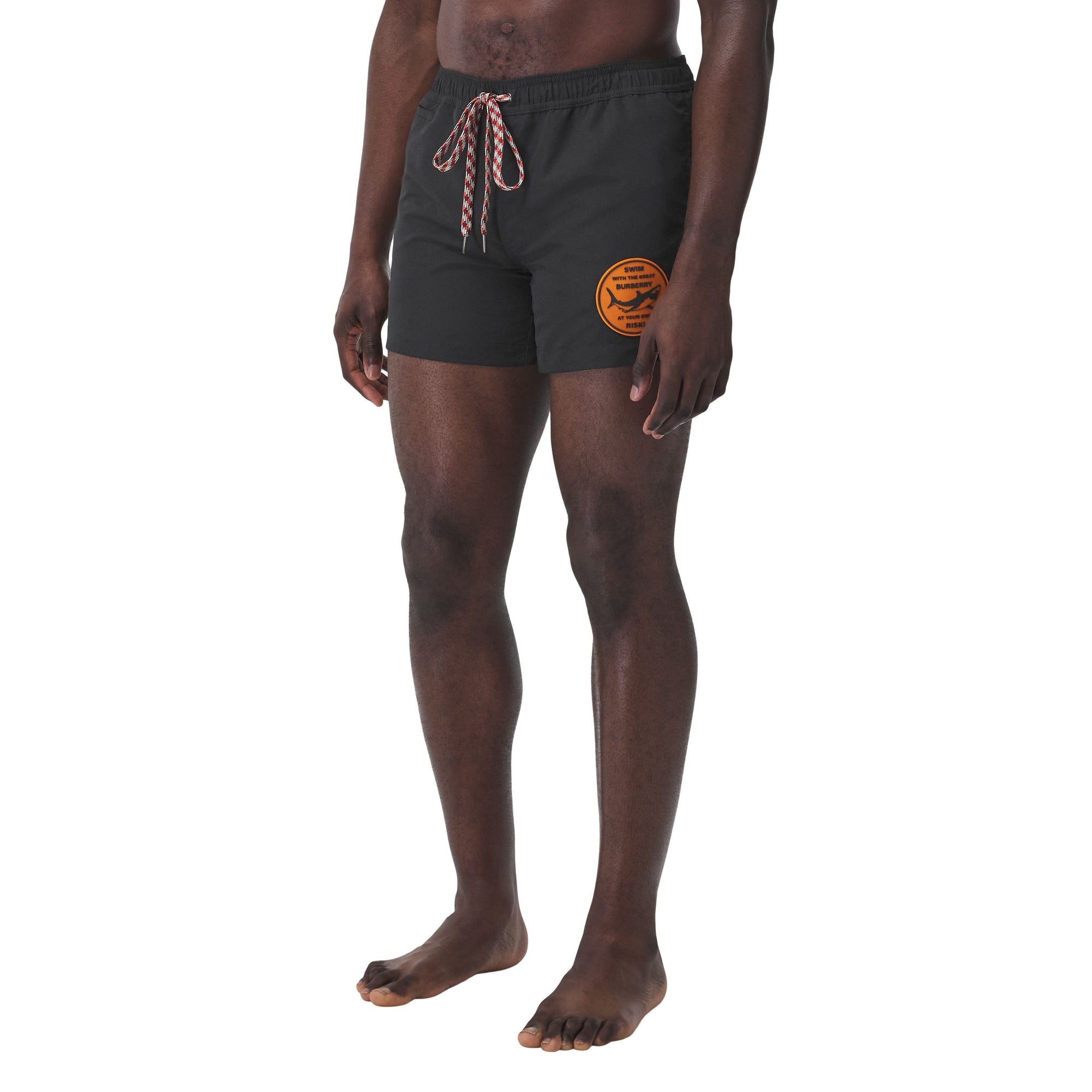 Short de bain à cordon de serrage à motif requin - Black