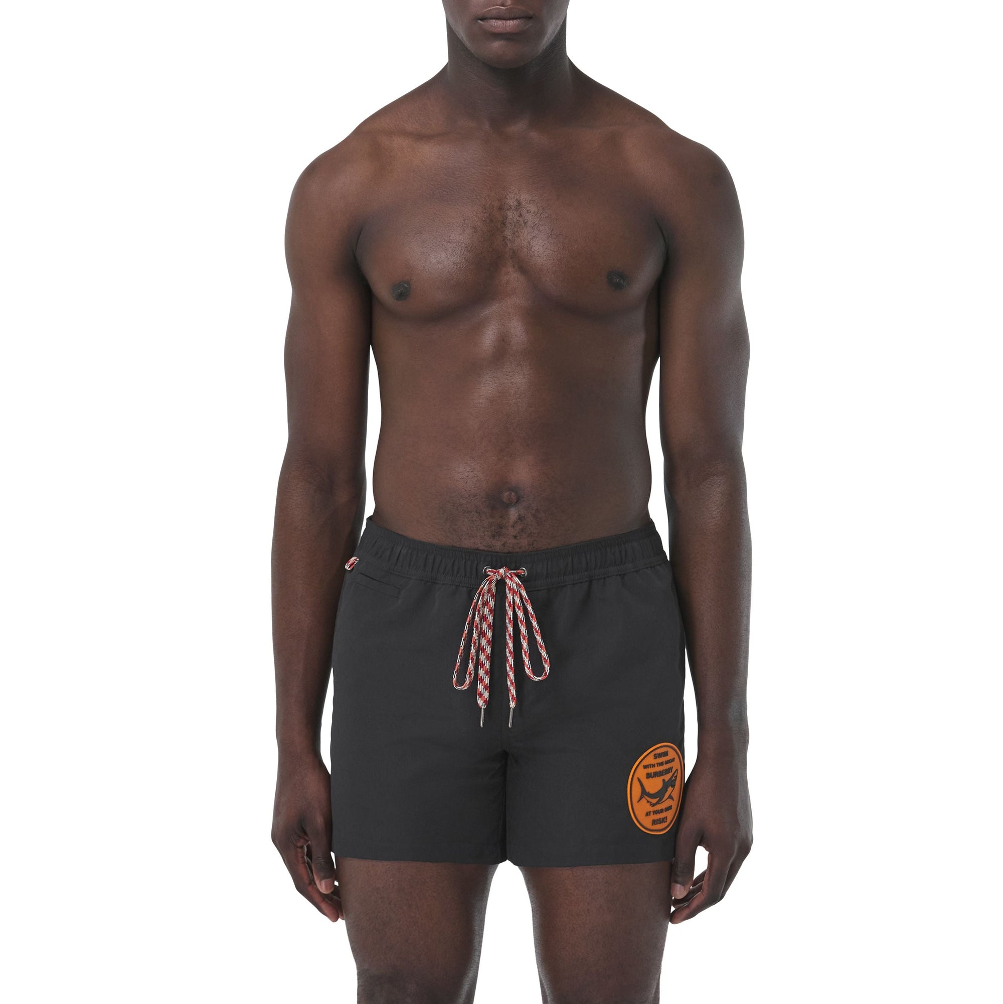 Short de bain à cordon de serrage à motif requin - Black