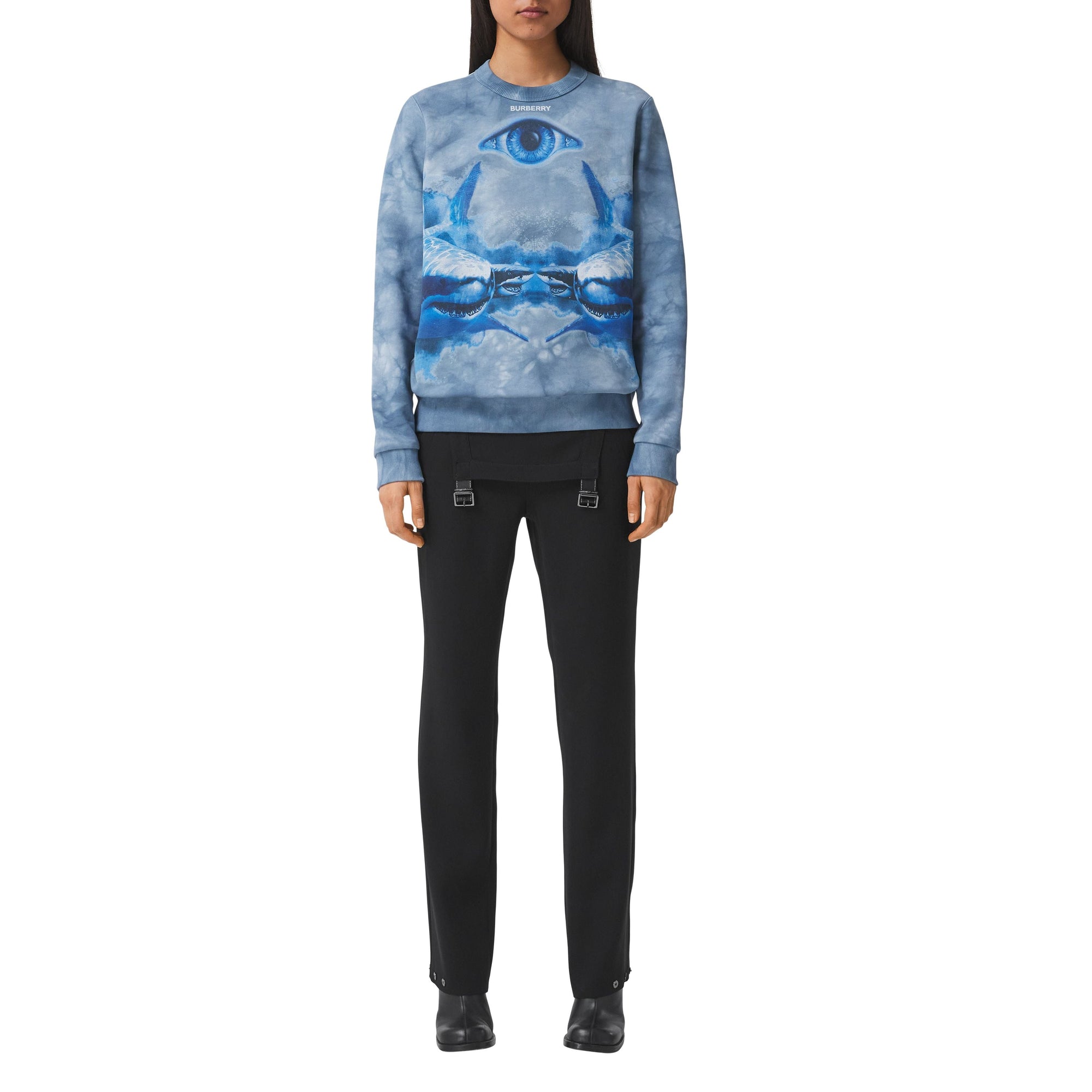 Sweat-shirt oversize en coton à imprimé requin - Ink Blue